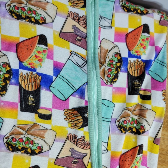 Taco Bell Bamboo Viscose Zippy Pajamas 6-12M Rainbow Checkered Romper Footie - Picture 4 of 6